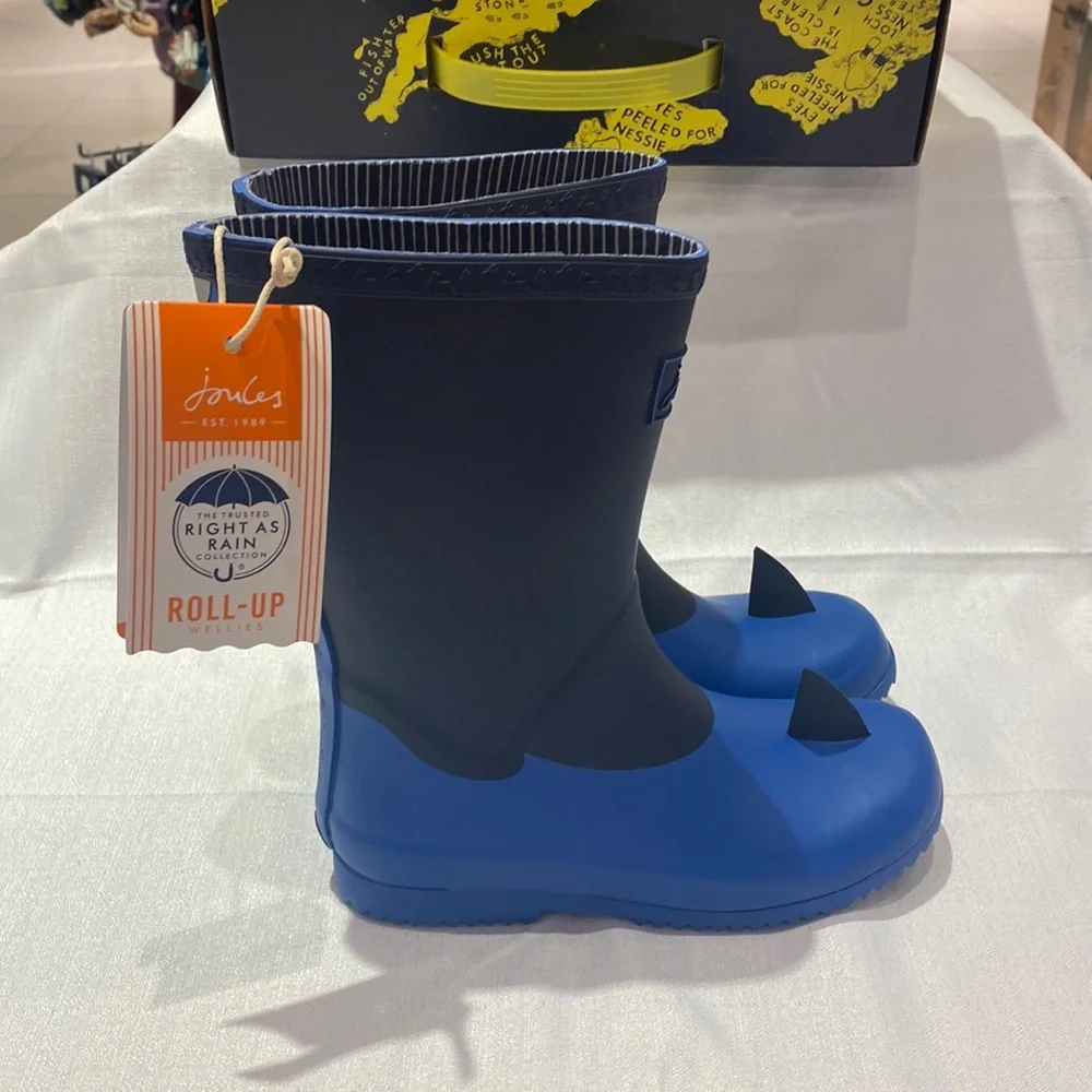 New Joules Shark Waterproof Kids Rain Boot 🦈 Sz: 1